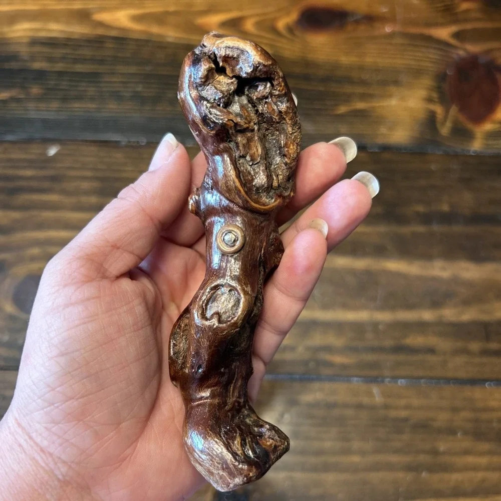 Unique and Unusual Rustic Semi-Varnished Driftwood Corkscrew Handcrafted Vintage